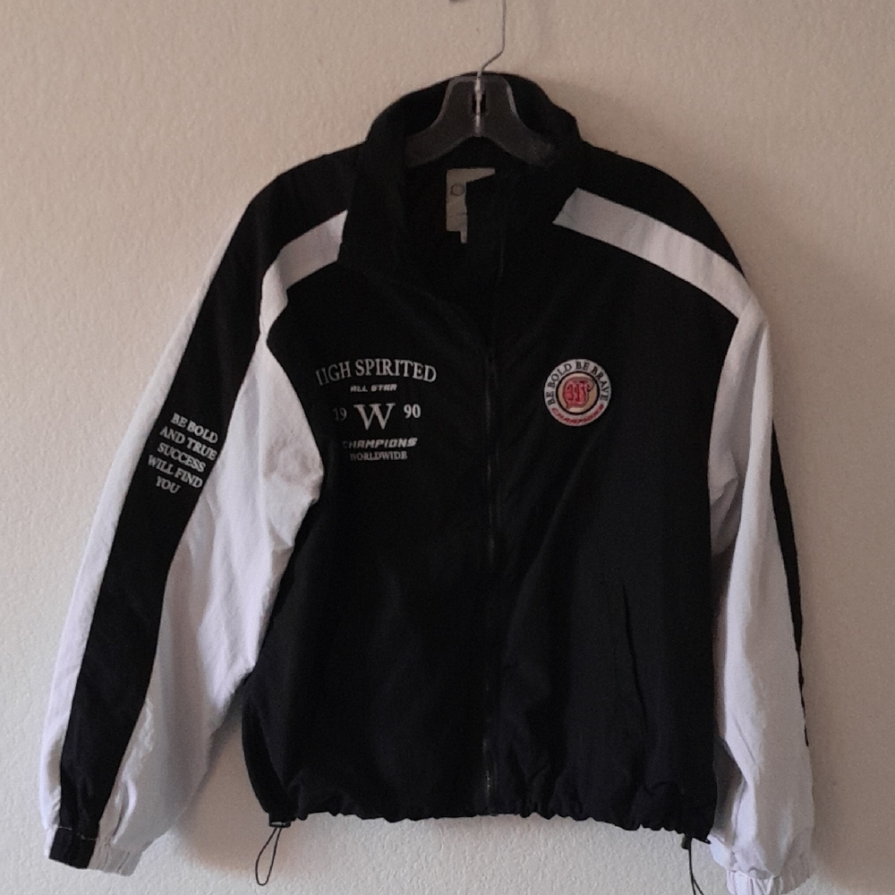 High Spirited Women's Black and White Bomber Jacket